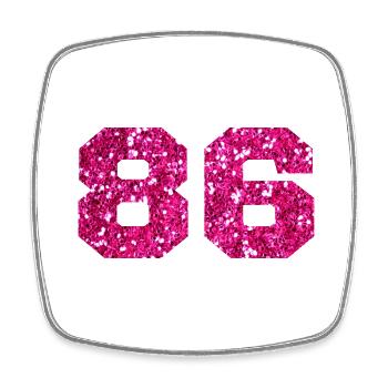 Number 86 Pink Glitter - 86th Birthday - Square fridge magnet - white - Front
