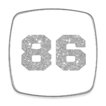 Number 86 Silver Glitter - 86th Anniversary - Square fridge magnet - white - Front