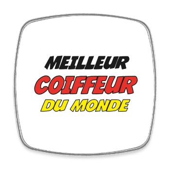 MEILLEUR COIFFEUR DU MONDE - Magnet carré - blanc - Devant