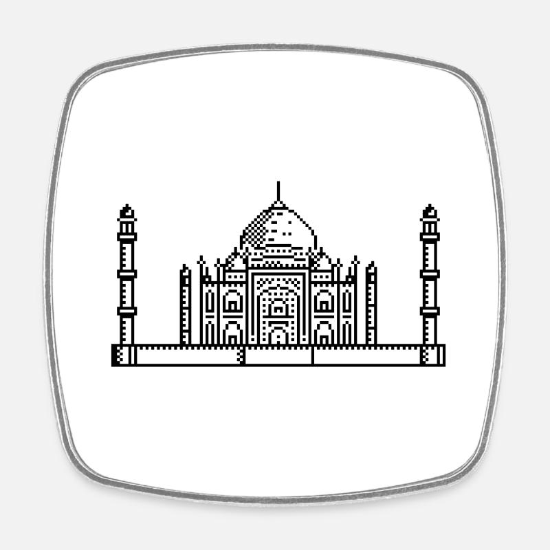 1 bit Pixel Taj Mahal - Magnet carré - blanc