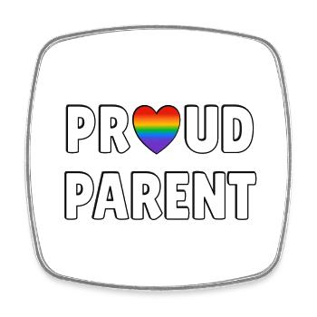 Fier parent LGBTQ Drapeau gay pride maman papa parent - Magnet carré - blanc - Devant