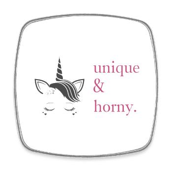 Unique & Horny. - Viereckiger Kühlschrankmagnet - Weiß - Vorne