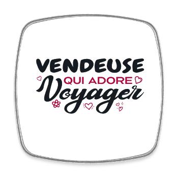 Vendeuse globe-trotteuse passionnée de voyages - Magnet carré - blanc - Devant