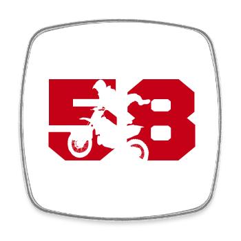 Moto 58 motard - Magnet carré - blanc - Devant