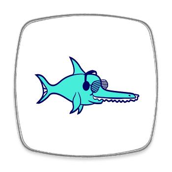 Cool DJ Shark Sawfish Shark Fish Party Music - Square fridge magnet - white - Front