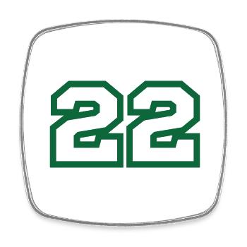 Number 22 green sport - Square fridge magnet - white - Front