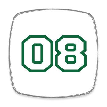 Number 8 Green Sport - Square fridge magnet - white - Front