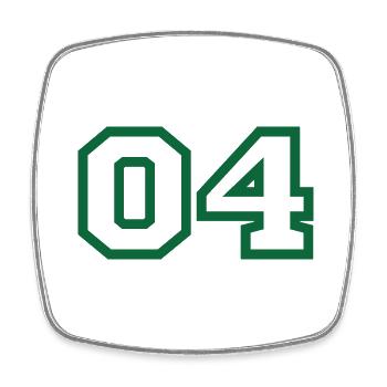 Numéro 4 sport vert - Magnet carré - blanc - Devant