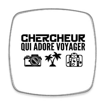 Travelers & Researchers: Passion & Discovery - Square fridge magnet - white - Front