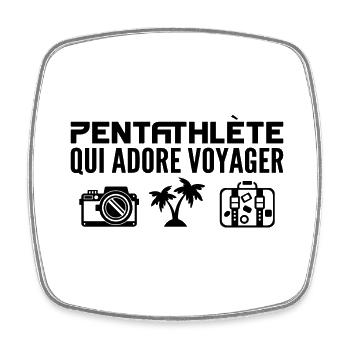 Voyageurs & Pentathlètes : Passion & Découverte - Magnet carré - blanc - Devant