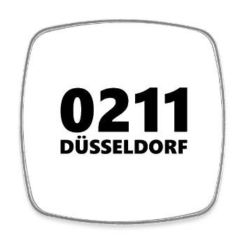 0211 Vorwahl Düsseldorf NRW Rhein - Viereckiger Kühlschrankmagnet - Weiß - Vorne