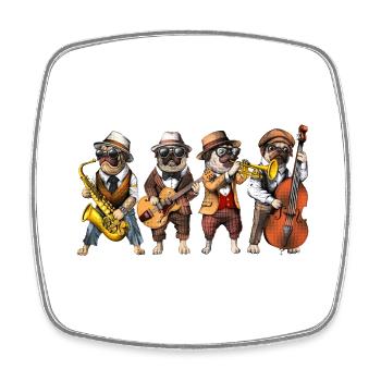 Pug Dog Jazz Musiker - Viereckiger Kühlschrankmagnet - Weiß - Vorne