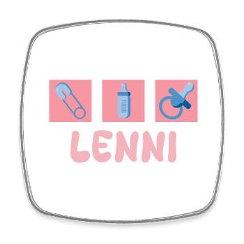 Lenni as a pacifier - Square fridge magnet - white - Front