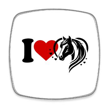 J’adore les chevaux - Magnet carré - blanc - Devant
