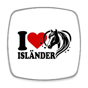 I love Pferd Isländer - Viereckiger Kühlschrankmagnet - Weiß - Vorne