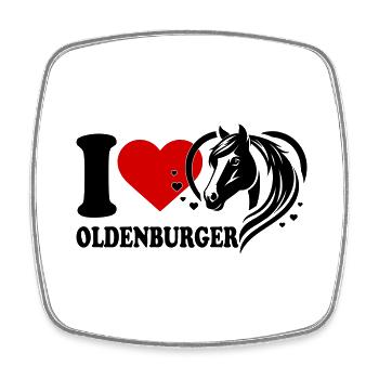 I love Pferd Oldenburger - Viereckiger Kühlschrankmagnet - Weiß - Vorne