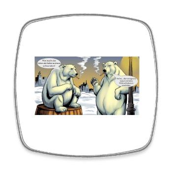 Weihnachten Eisbären Nordpol Rauchen Zigarette de - Viereckiger Kühlschrankmagnet - Weiß - Vorne