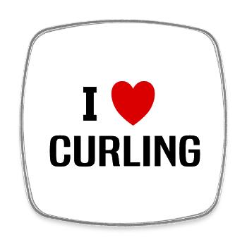 Ich liebe Curling - Viereckiger Kühlschrankmagnet - Weiß - Vorne