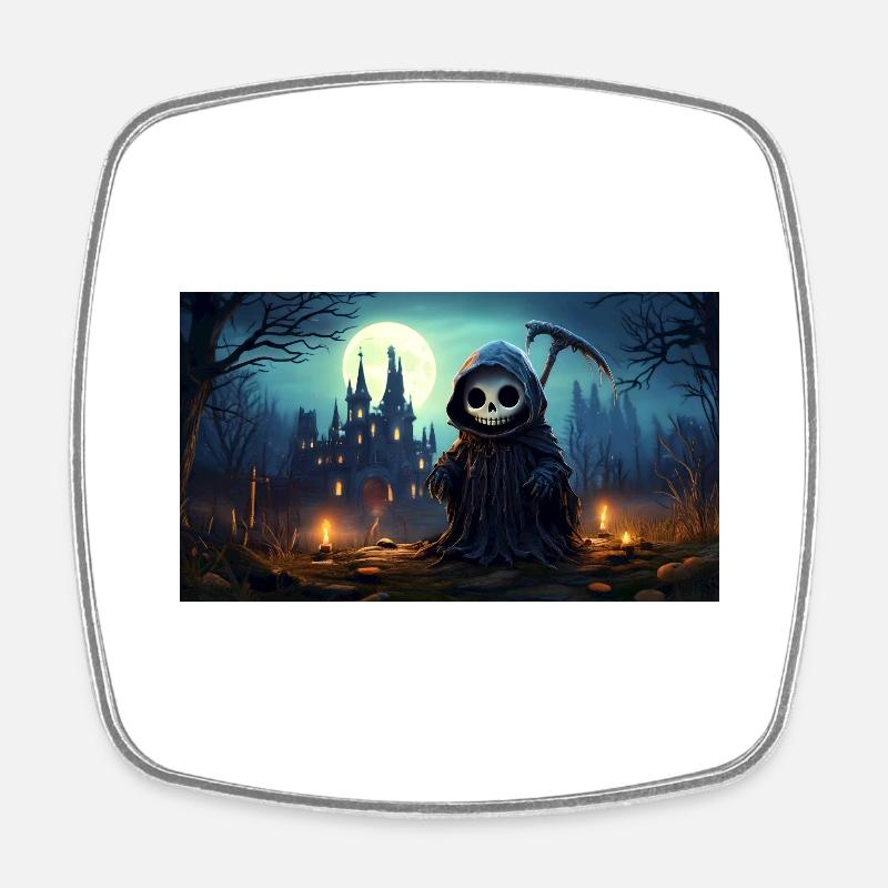 Little cute Grim Reaper - Square fridge magnet - white