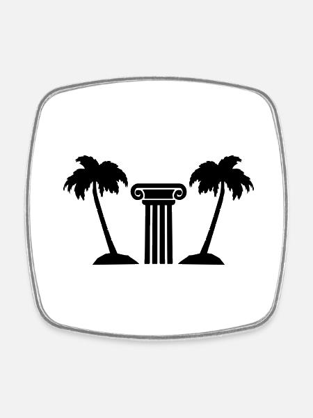 Palmen Säule - Viereckiger Kühlschrankmagnet - Weiß