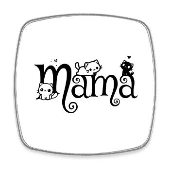 Maman Chat Maman Chaton - Magnet carré - blanc - Devant