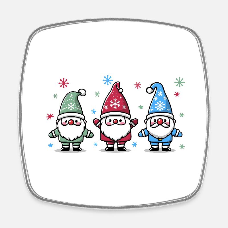 Christmas Gnomes - Square fridge magnet - white