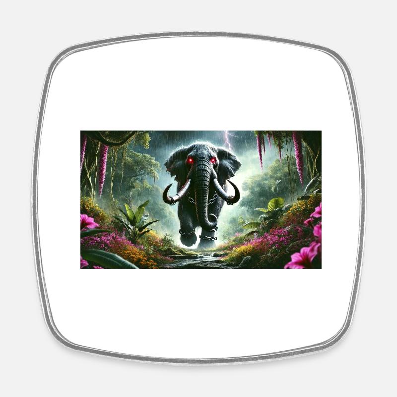 PRIMAL ELEPHANT - Square fridge magnet - white