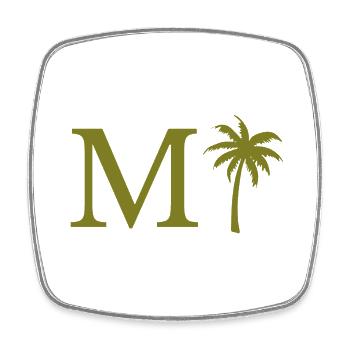 Lettre m vert Palm - Magnet carré - blanc - Devant