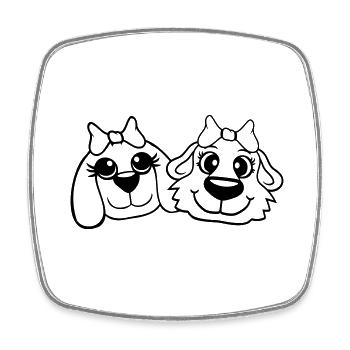 2 Équipe de chiens Deux amis Petites amies Couple Équipage - Magnet carré - blanc - Devant