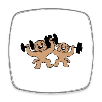 2 Hunde Bodybuilder Stark Muskeln Gym Gewichtheben - Viereckiger Kühlschrankmagnet - Weiß - Vorne