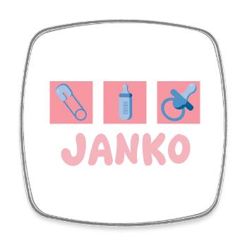 Pacifier Janko - Square fridge magnet - white - Front