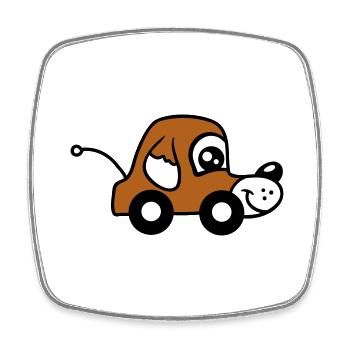 Hund Auto Spielzeug Ferngesteuert fahren Räder Süß - Viereckiger Kühlschrankmagnet - Weiß - Vorne