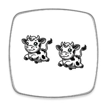 Bande dessinée de vache - Magnet carré - blanc - Devant