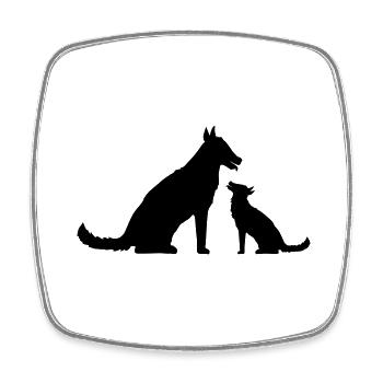 2 Chiens Famille Maman Papa Enfant Petit Père Mère - Magnet carré - blanc - Devant