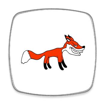 Renard, Mauvais œil, Dangereux, Renard roux, Animal sauvage - Magnet carré - blanc - Devant