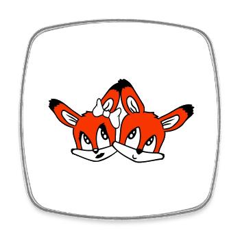 2 Foxes Couple In Love Two Friends Love Team Cute - Square fridge magnet - white - Front
