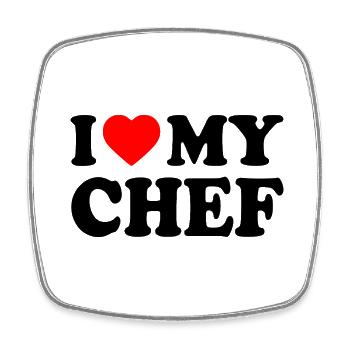 I love my chef - Square fridge magnet - white - Front