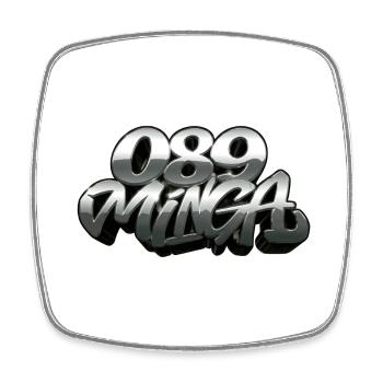 089 Minga Logo - Viereckiger Kühlschrankmagnet - Weiß - Vorne