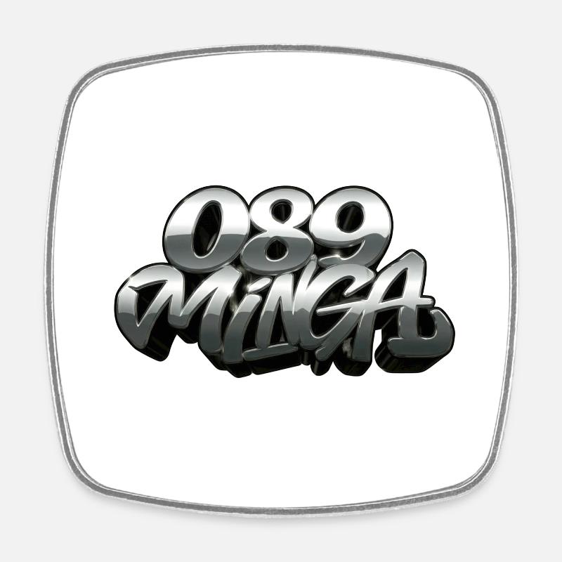 089 Minga Logo - Viereckiger Kühlschrankmagnet - Weiß