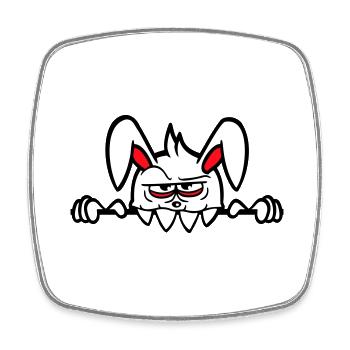 Lapin Monstre Mal Dangereux Halloween Mur de dents - Magnet carré - blanc - Devant