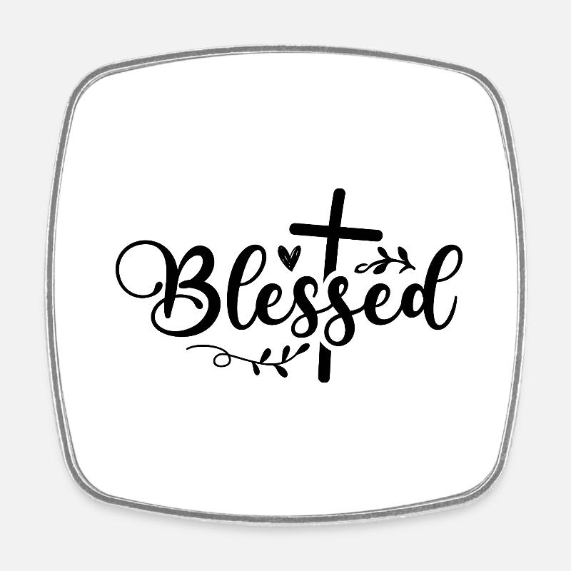 gesegnet - Square fridge magnet - white