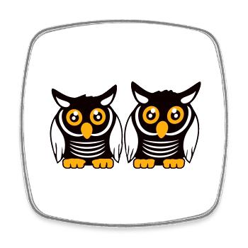 2 Owls Team Bird Friends Two Barn Owls Crew - Square fridge magnet - white - Front