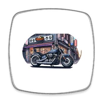 鉄鬼 Tekki Chopper - Viereckiger Kühlschrankmagnet - Weiß - Vorne