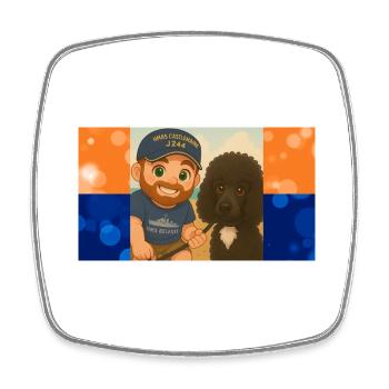 Senior Fluffy Research Assistant - Square fridge magnet - white - Front