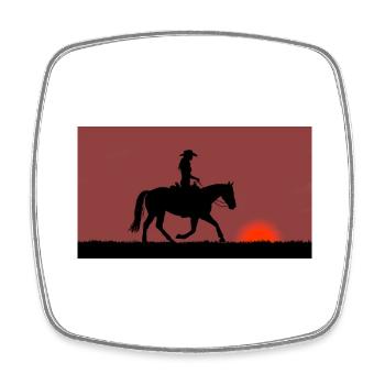 Western Reiter Sonnenuntergang - Viereckiger Kühlschrankmagnet - Weiß - Vorne