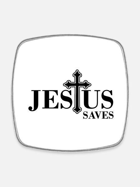 Jesus Rettet - Viereckiger Kühlschrankmagnet - Weiß