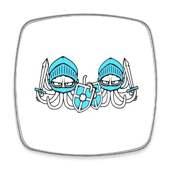 2 Oktopus Ritter Team Mittelalter Schild Schwert - Viereckiger Kühlschrankmagnet - Weiß - Vorne
