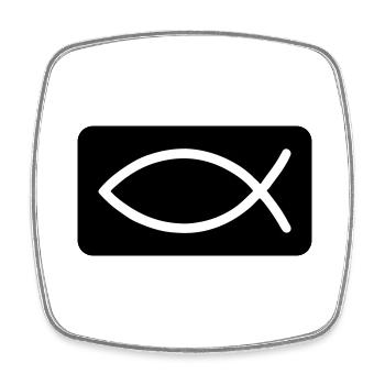 Poisson Jésus chrétien - Magnet carré - blanc - Devant