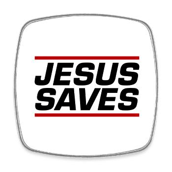 Jesus Saves Bible Verse - Square fridge magnet - white - Front