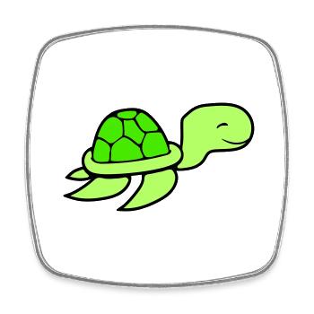 Tortue d’eau mignonne mignonne nageant joyeusement - Magnet carré - blanc - Devant